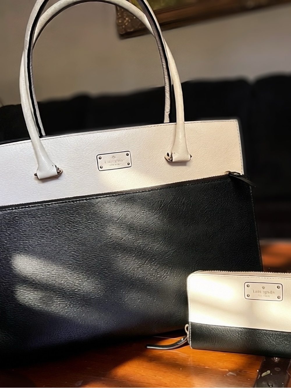 Kate Spade Grove Street Caley Satchel & Neda Wallet Set - 14k Gold Hardware 🤍🖤